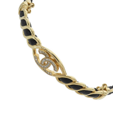 Chanel Necklace Black Leather And Gold