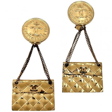 Chanel Cc Logo Earrings Metal Gold-Tone