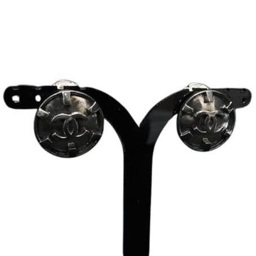 Chanel Cc Logo Clip-On Earrings Silver-