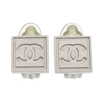 Chanel Cc Logo Clip-On Earrings Silver-