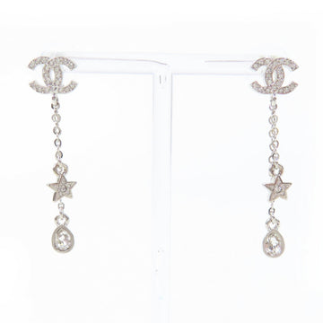 Chanel Cc Logo Star Earrings Sterling