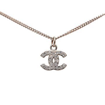 Chanel Cc Logo Pendant Necklace Silver-