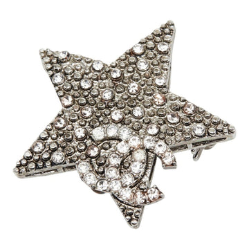 Chanel Cc Logo Star Brooch Silver-Tone