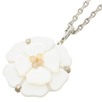 Chanel Cc Logo Pendant Necklace Silver-