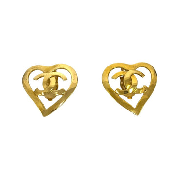 Chanel Cc Logo Heart Clip-On Earrings