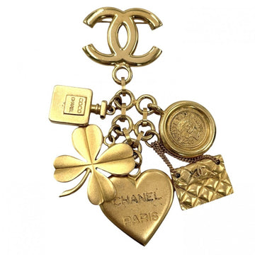 Chanel Cc Logo Heart Clover Brooch Metal