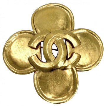 Chanel Cc Logo Clover Brooch Metal