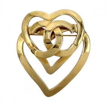 Chanel Cc Logo Heart Brooch Metal