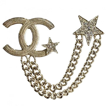 Chanel Cc Logo Star Brooch Metal