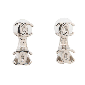 Chanel Cc Logo Earrings Silver-Tone