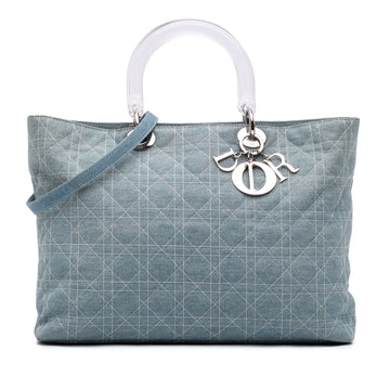 Dior Large Denim Cannage Acrylic Handles