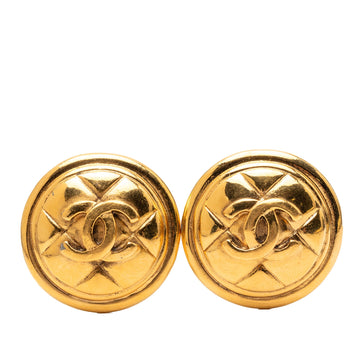 Chanel Gold Plated Cc Quilted Round Clip