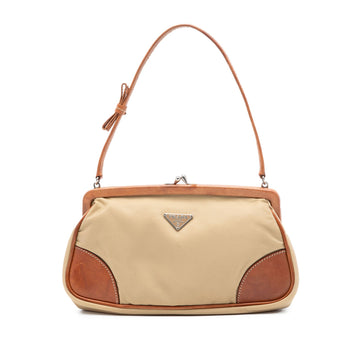 Prada Leather Trimmed Tessuto Kisslock