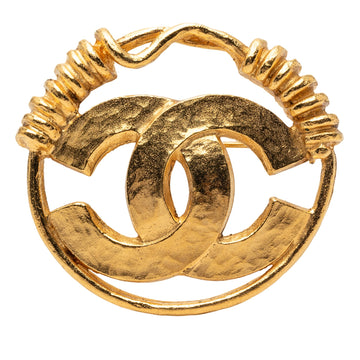 Chanel Gold Plated Cc Spring Round