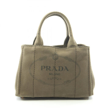 Prada Canapa Hand Tote Bag Canvas Khaki