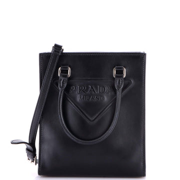 Prada Logo Drill Tote Leather Mini