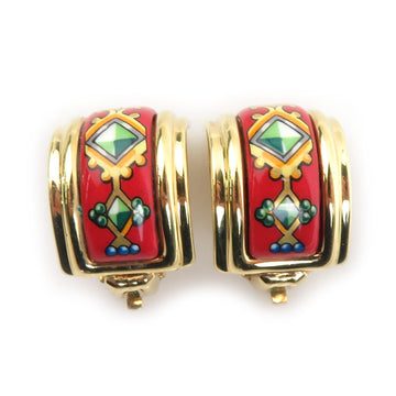 Hermes Cloisonne Clip On Earrings