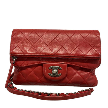 Chanel Matelasse Red Lambskin Shoulder