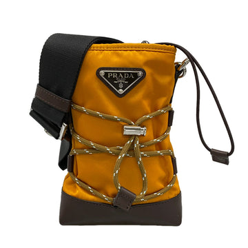 Prada Orange Dark Brown Nylon Leather
