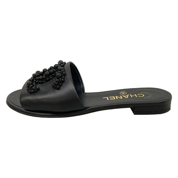 Chanel Black Leather Women's Sandals