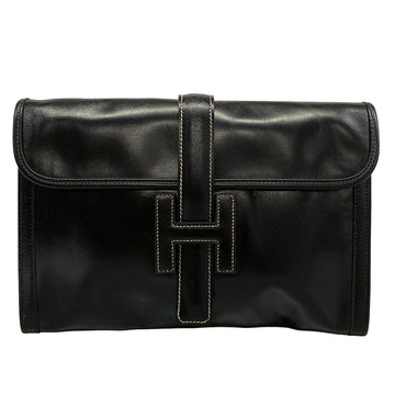 Hermes Black Box Calf Circle S Clutch