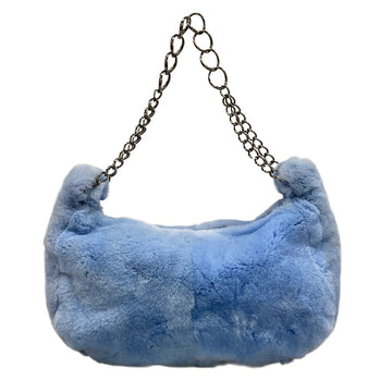 Chanel Light Blue Fur Shoulder Bag