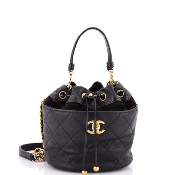 Chanel Cc Drawstring Bucket Bag Quilted