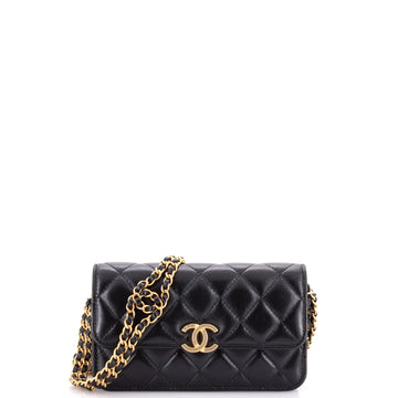 Chanel Cc Woven Flap Phone Holder With