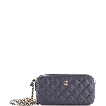 Chanel Double Zip Clutch With Chain