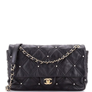 Chanel Cc Flap Bag Pearl Studded Quilted