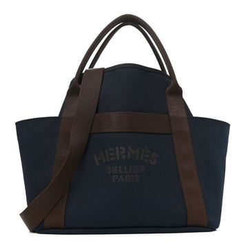 Hermes Canvas The Grooming Bag Bleu Navy