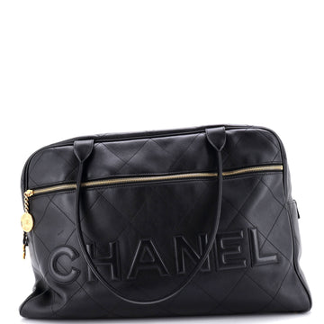 Chanel Logo Bowler Bag Stitched Calfskin