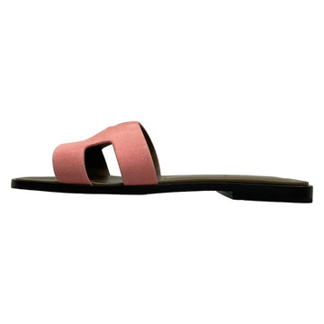 Hermes Oran Black Pink Suede Women's