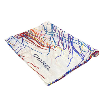 Chanel White Multi Cotton Scarf