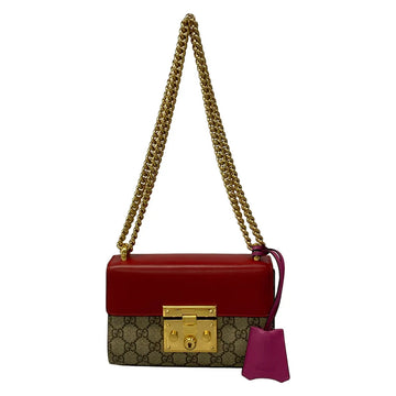 Gucci Padlock Small/Gg Supreme Red Beige