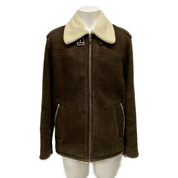 Hermes Dark Brown Cream Lambskin Men's