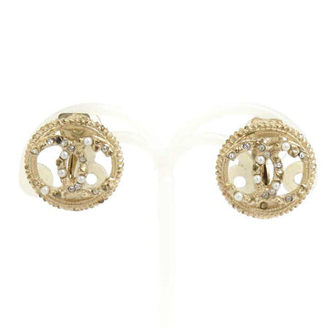 Chanel Cc Logo Earrings Gold/White