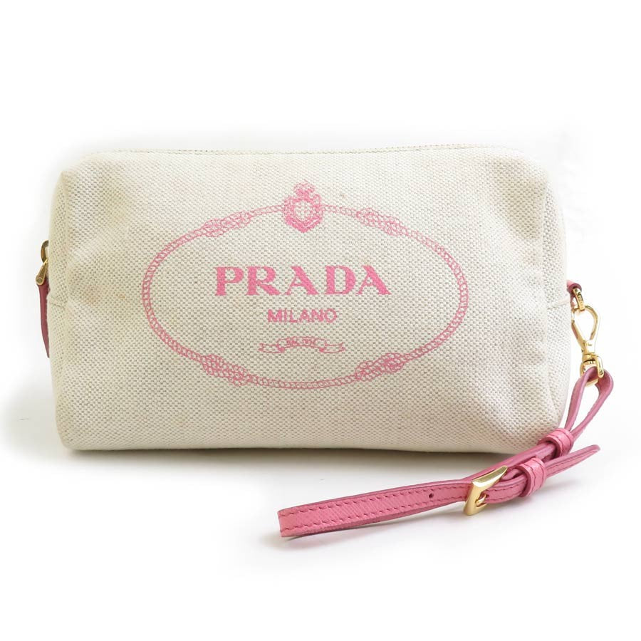 Prada Pouch Off White X Pink Canvas
