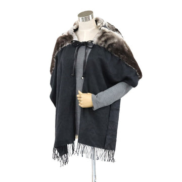 Fendi Scarf Shawl Dark Gray/Natural
