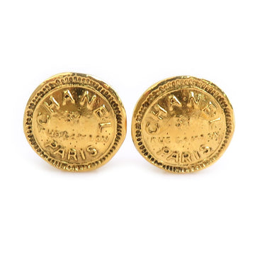 Chanel Clip On Earrings Gold Metal