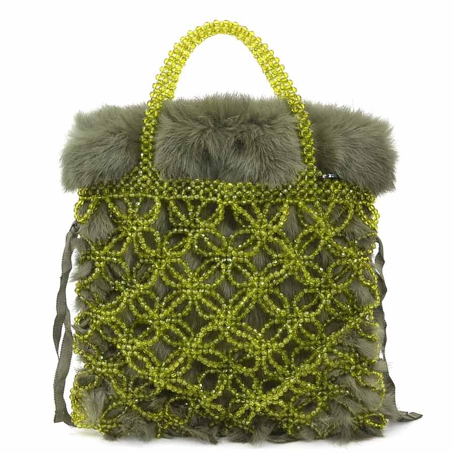 Anteprima Handbag Khaki Beads/Fur -