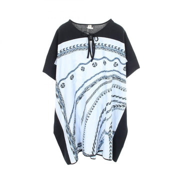 Hermes Switching Dress Cotton Rayon Blue