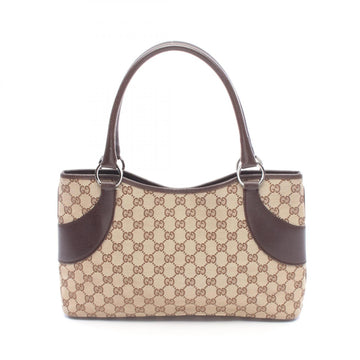 Gucci Gg Canvas Tote Hand Bag Leather