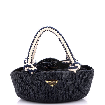 Prada Basket Tote Crochet Raffia Small