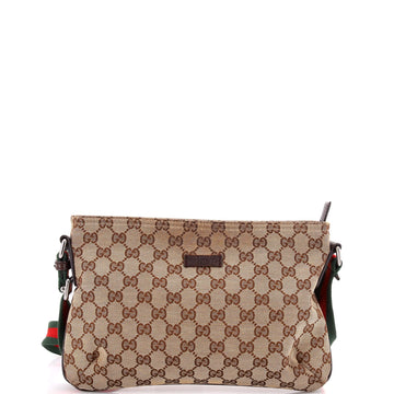 Gucci Web Strap Messenger Bag Gg Canvas