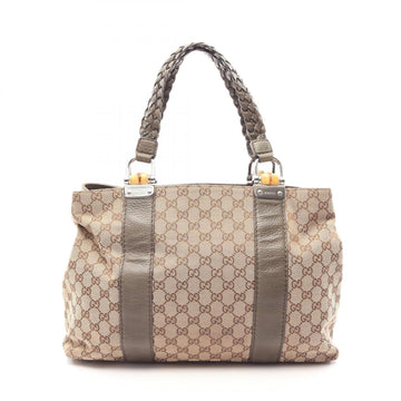 Gucci Bamboo Gg Canvas Tote Shoulder Bag