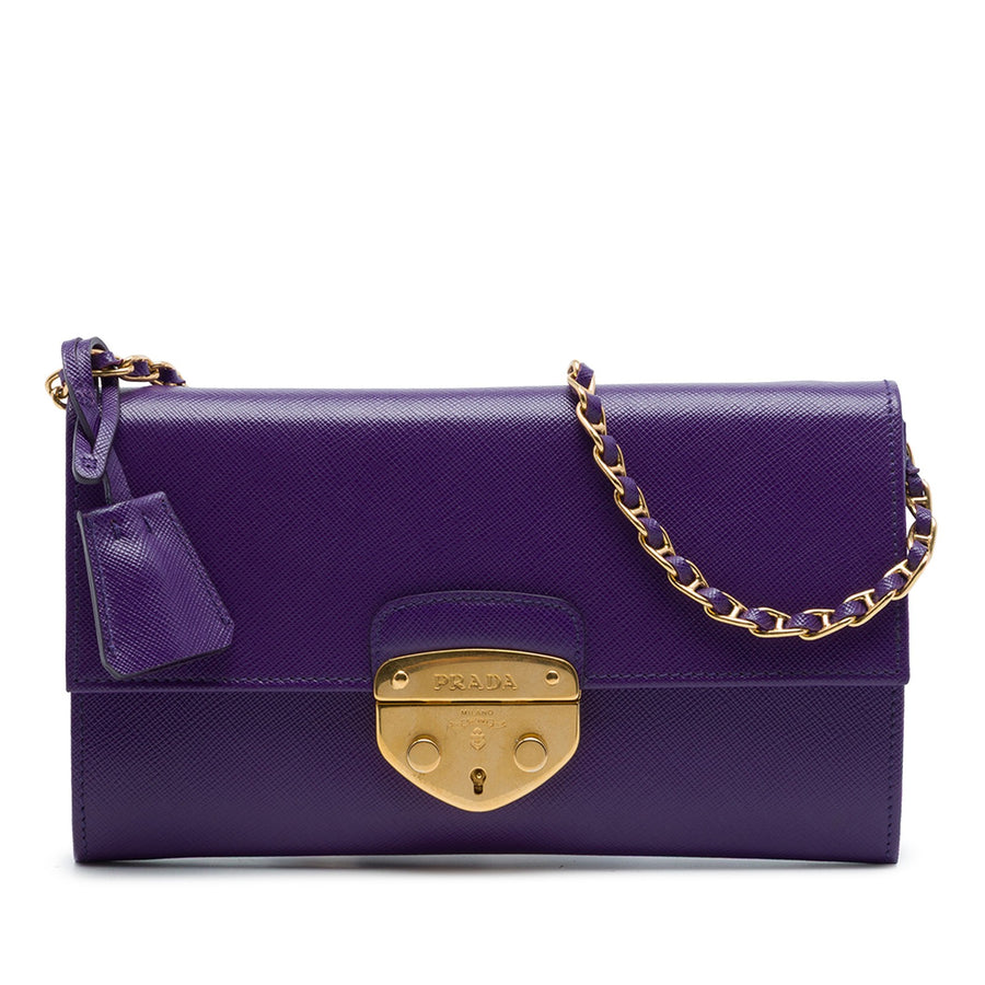 Prada Saffiano Sound Lock Wallet On