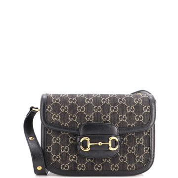 Gucci Horsebit Shoulder Bag Gg Denim