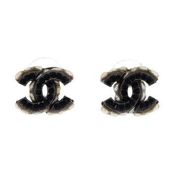 Chanel Cc Stud Earrings Metal With Faux