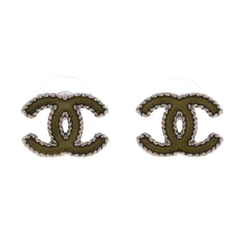 Chanel Cc Stud Earrings Metal With